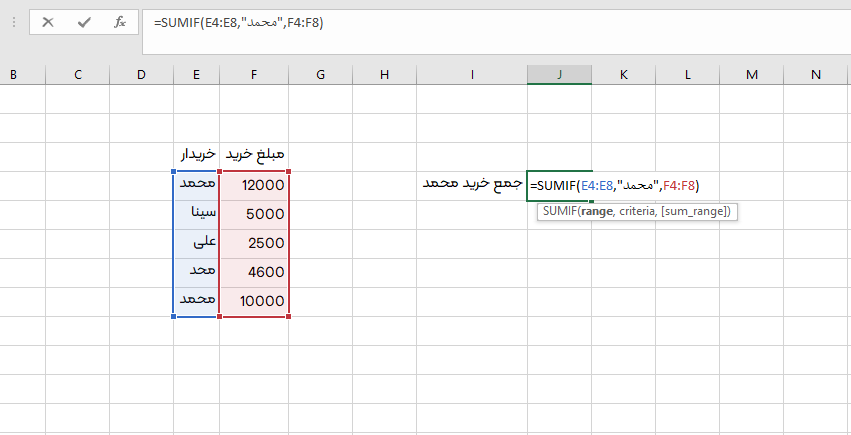 آموزش تابع sumif آموزش تابع sumif